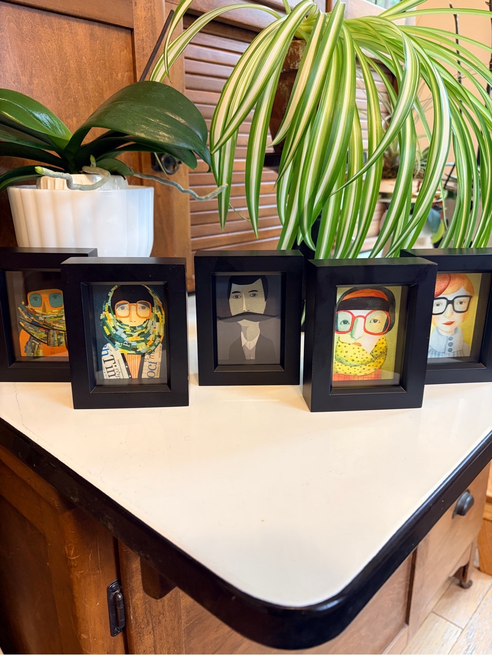 Set of Black Mini Recessed Frames with Colorful Art Prints